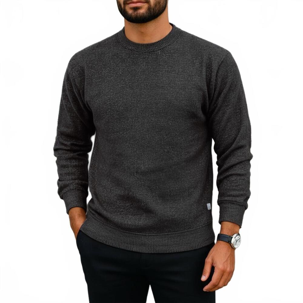 NEW KINETIX half moon crewneck sweater in heather black